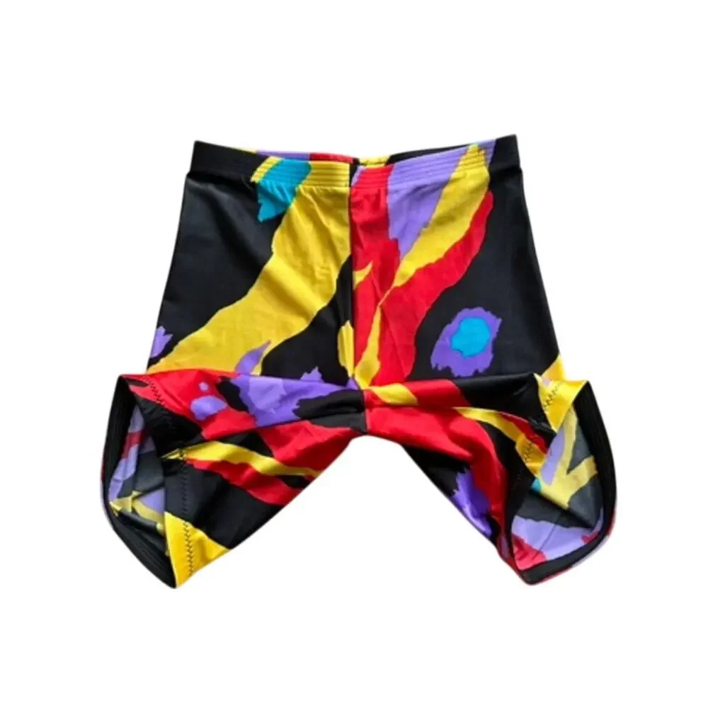 Vintage 80s 90s Wags Neon Abstract Paint Splatter Bike Shorts High Waist M